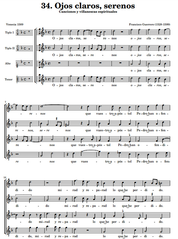 Ojos claros Serenos sheet music 1